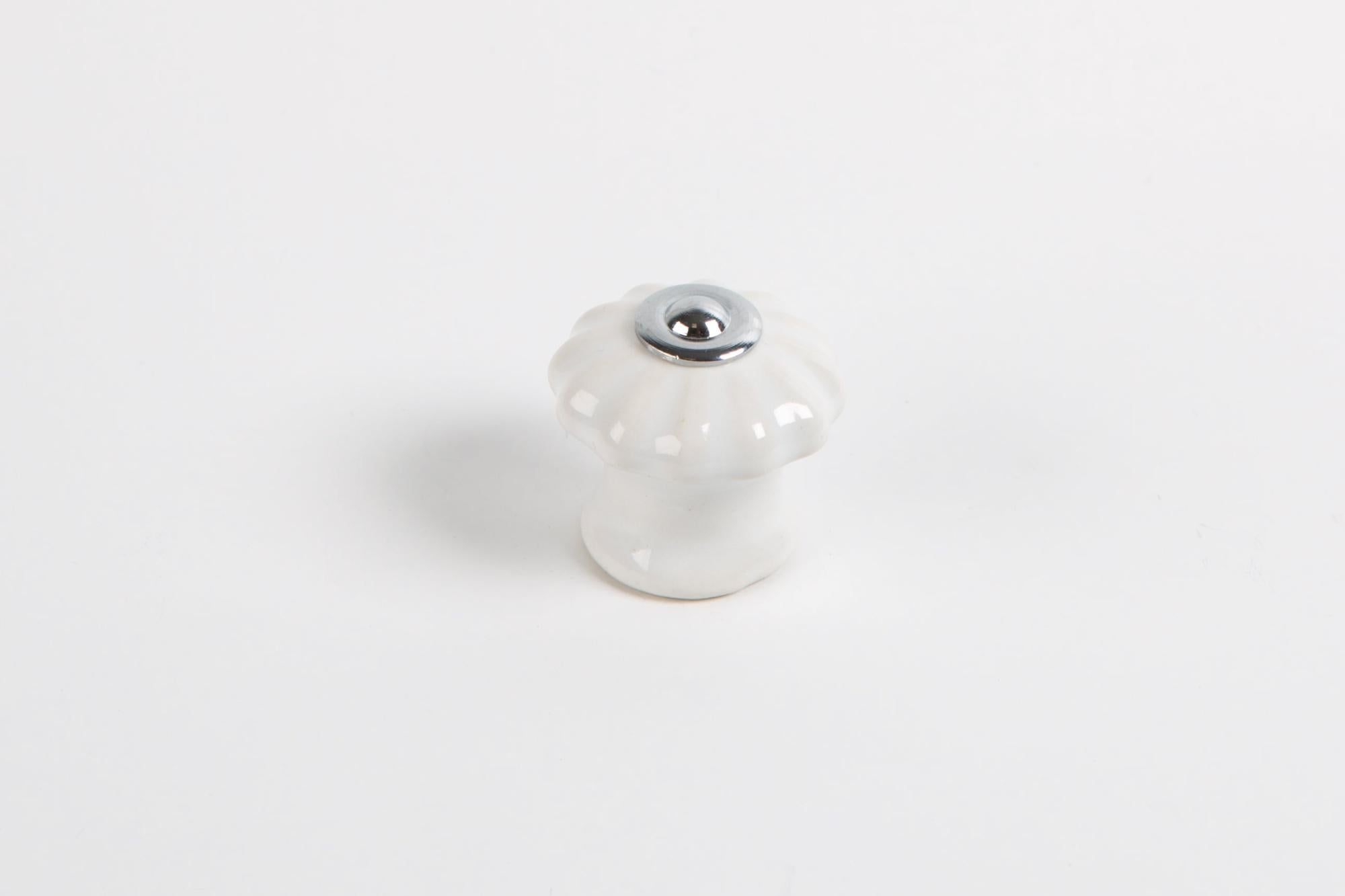 Bouton de meuble Feston porcelaine, blanc REI H.29 x l.28 x P.28 mm