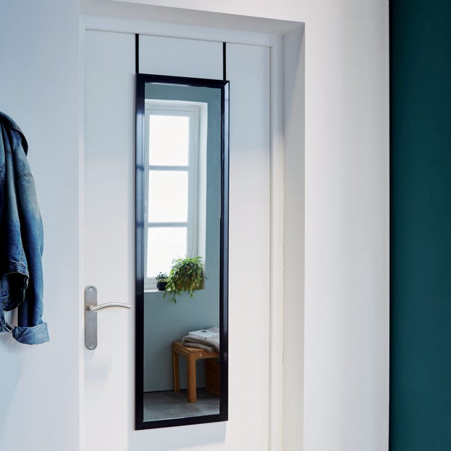 Miroir rectangulaire De porte noir INSPIRE, l.30 x H.120 cm