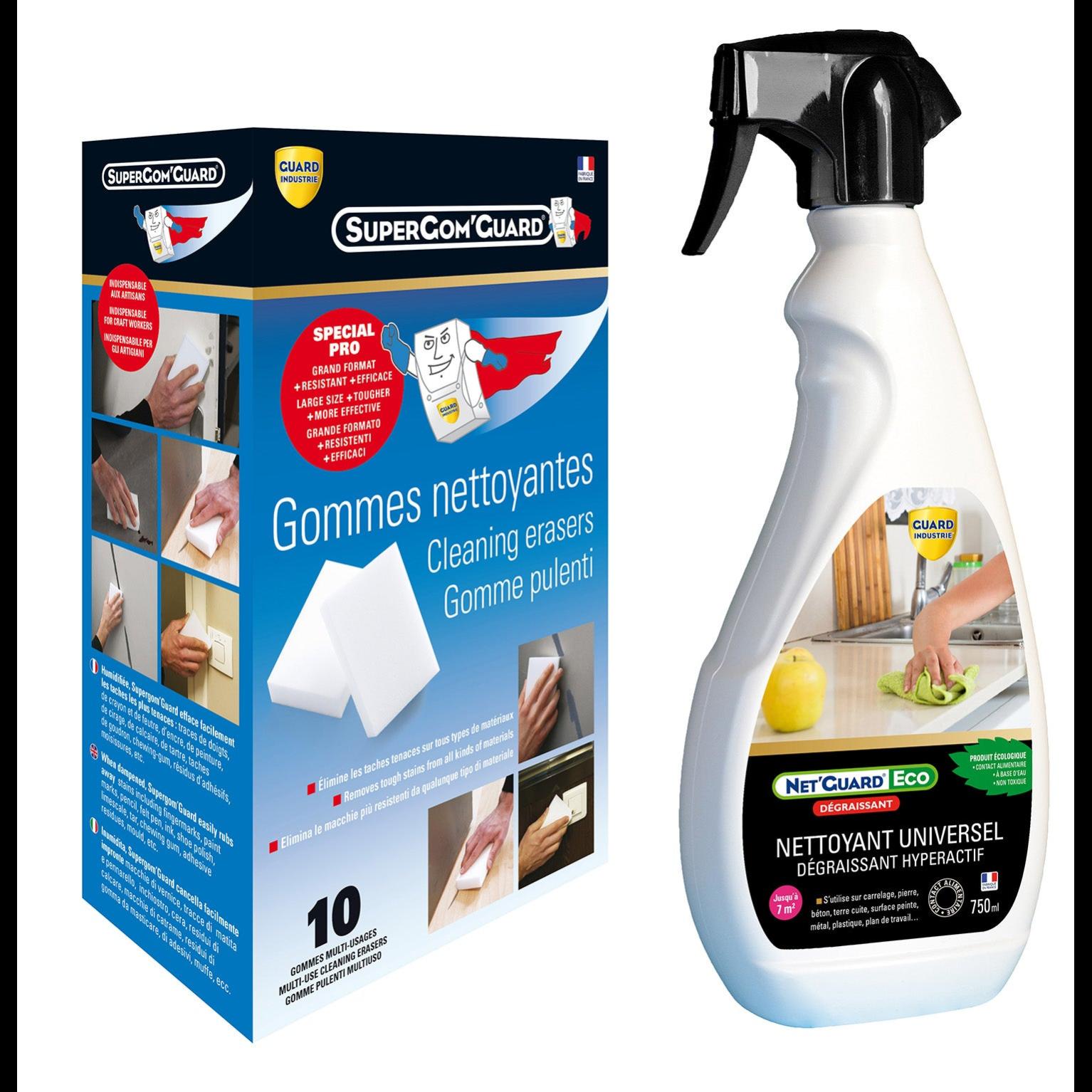 Pack entretien maison Lot de 10 SuperGom Guard + Net'Guard 750ml