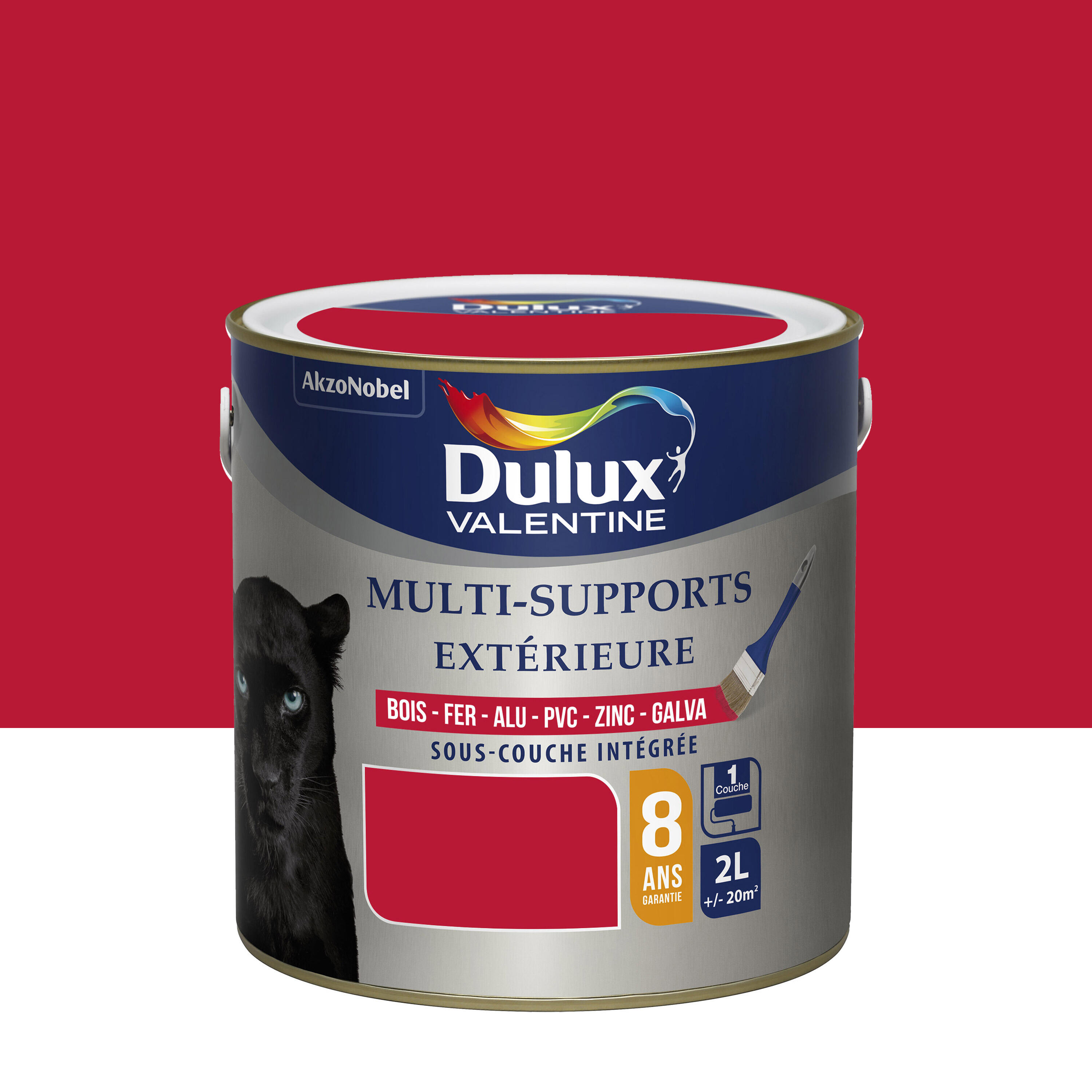 Peinture extérieure bois, fer, plastique DULUX VALENTINE rouge coquelicot satiné Leroy Merlin