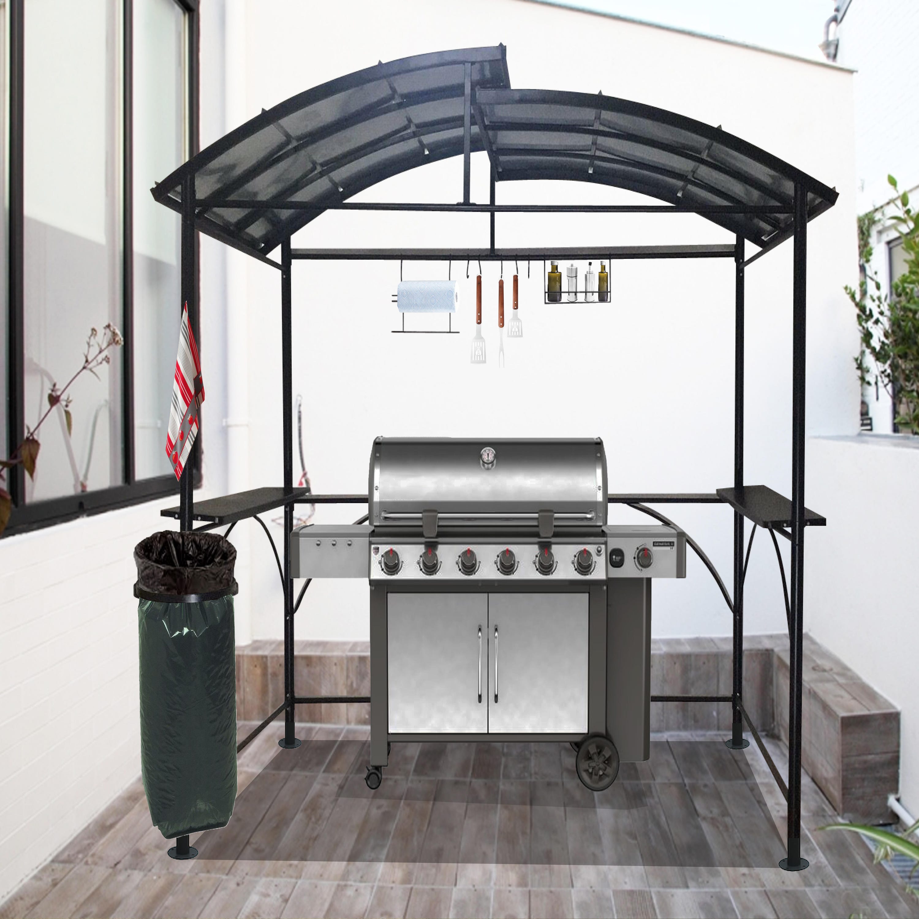 Abri pour barbecue autoportant, aluminium gris anthracite, 3.6 m²