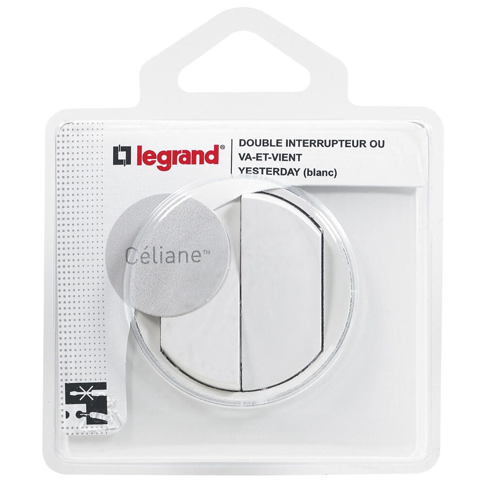 Legrand Céliane - Interrupteur double va-et-vient complet blanc 1