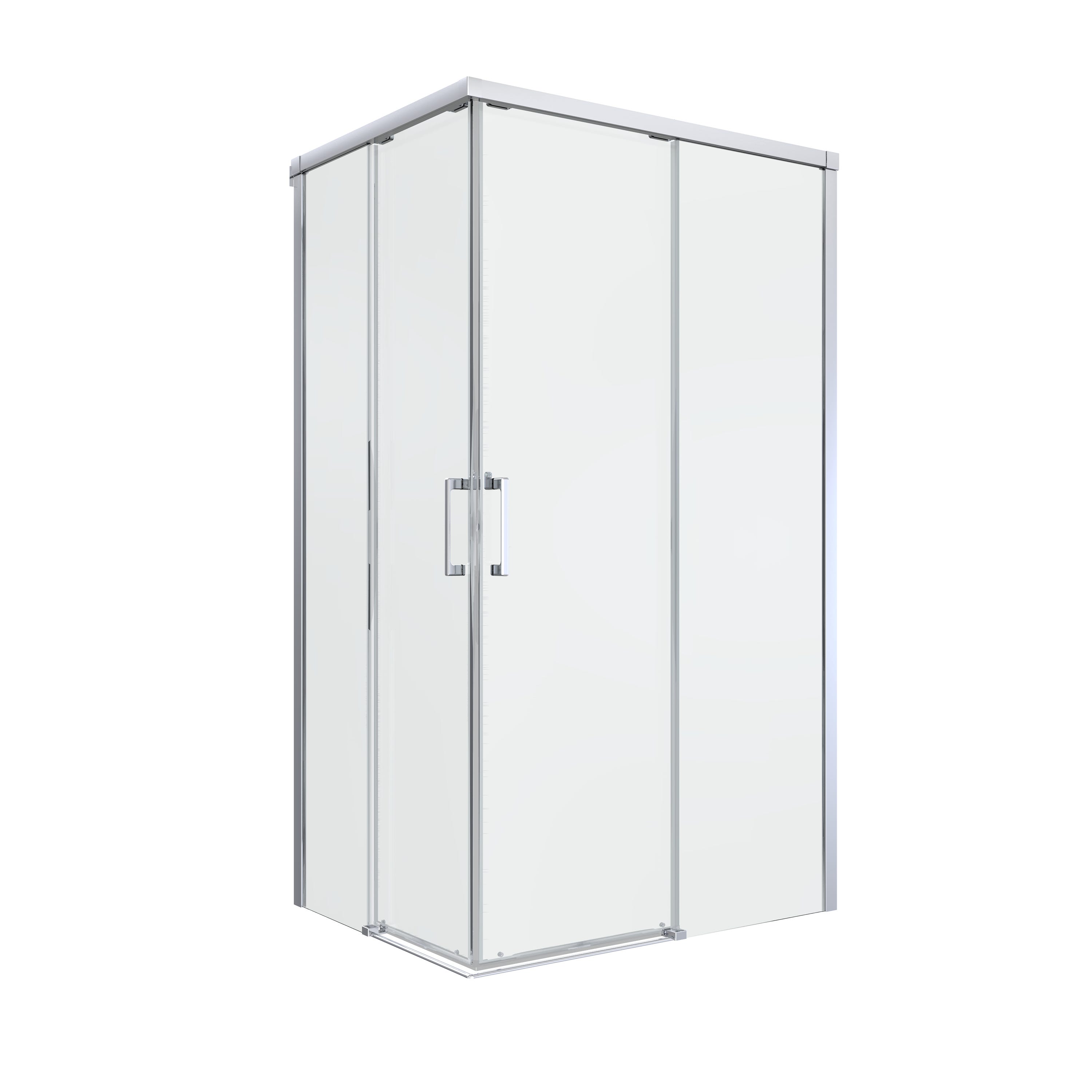 Porte de douche, angle rectangle chromé, L.120 cm x l.80 cm, transparent,  Remix