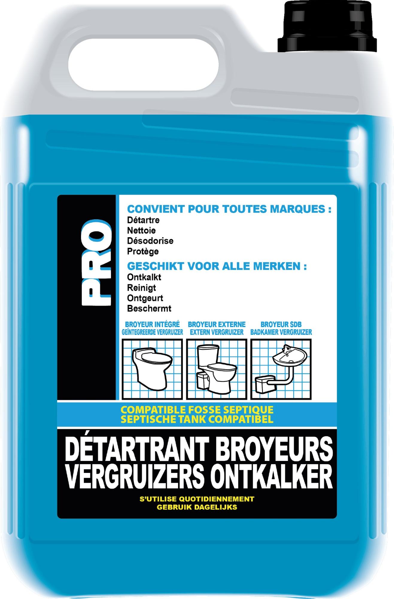 Détartrant pour broyeurs et wc. cuvette des toilettes BEVIL 5L Leroy