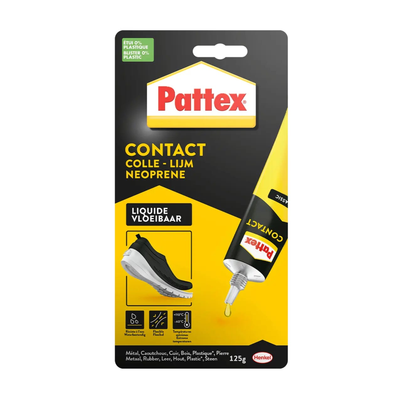 Colle néoprène liquide Contact PATTEX, 125 gr