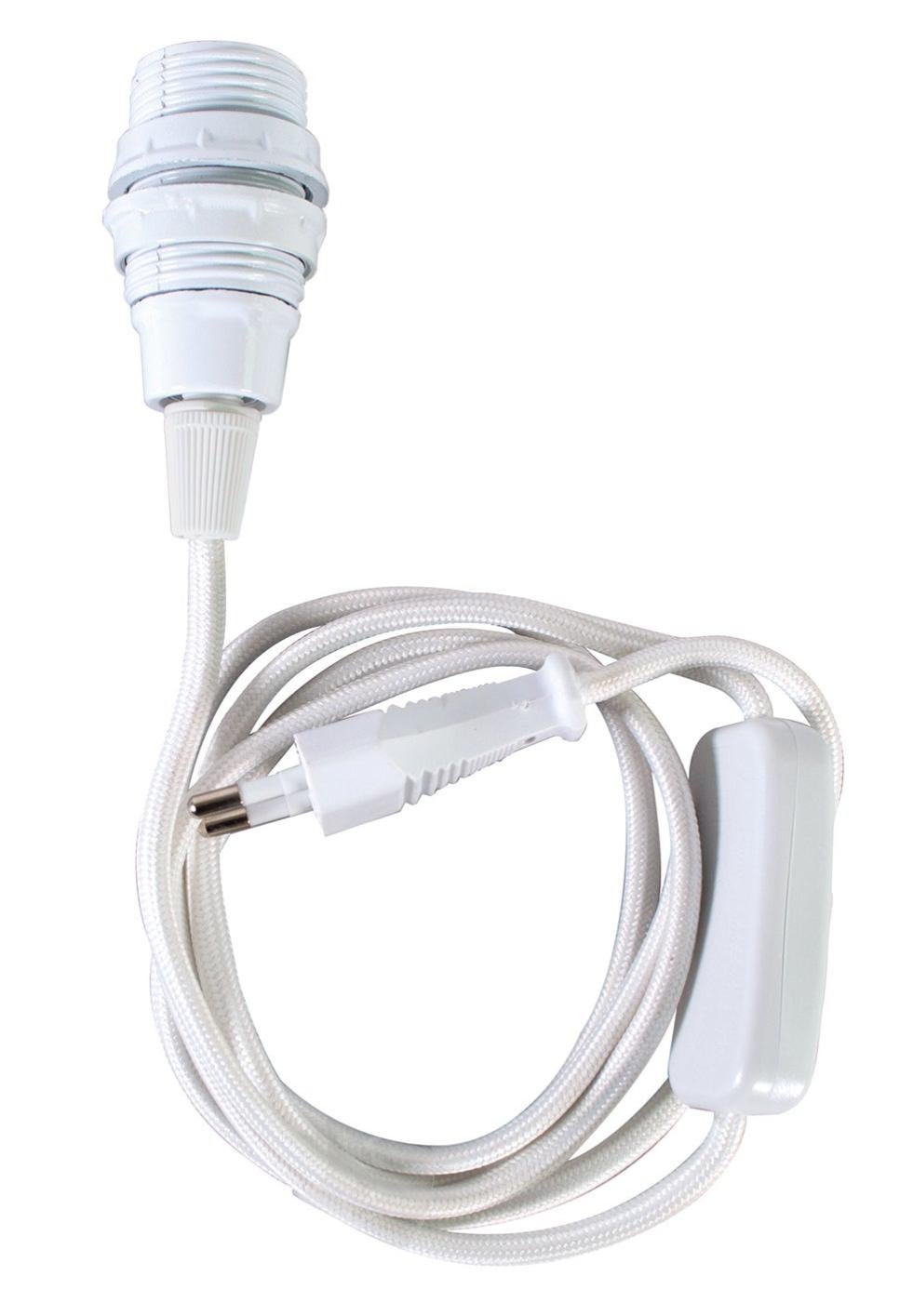 Câble électrique blanc avec Douille E14 et interrupteur, Cordon long. 2 m,  pour la réalisation d'une - Cercle abat jour - Creavea