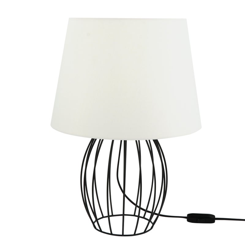 Lampe e27 max 40W classique chic métal noir/blanc, CALI Canary H.43 cm
