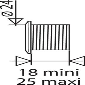 Enjoliveur de trop-plein plastique chromé D.24 mm, longueur 31 mm VALENTIN