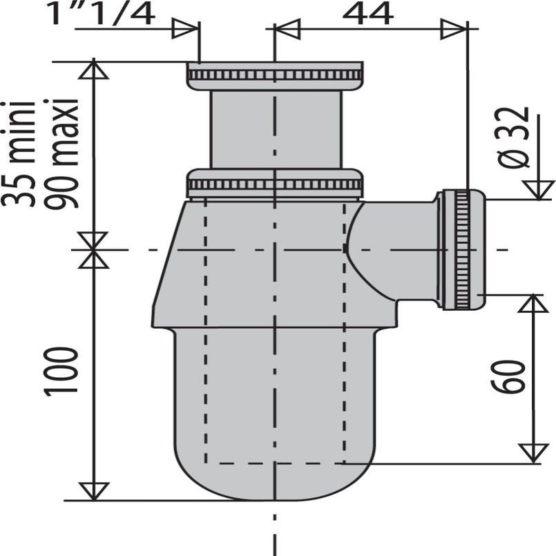 Siphon lavabo bi-matière-joint intégré, réglable VALENTIN Diam.32 mm