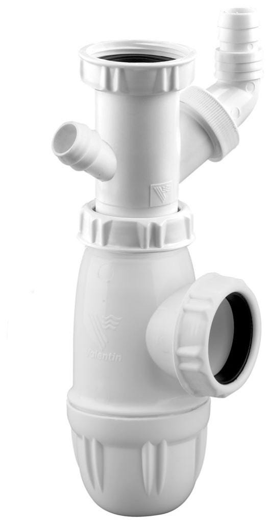 Siphon évier prises machine/trop plein, réglable 115/140 mm D.40 mm  VALENTIN