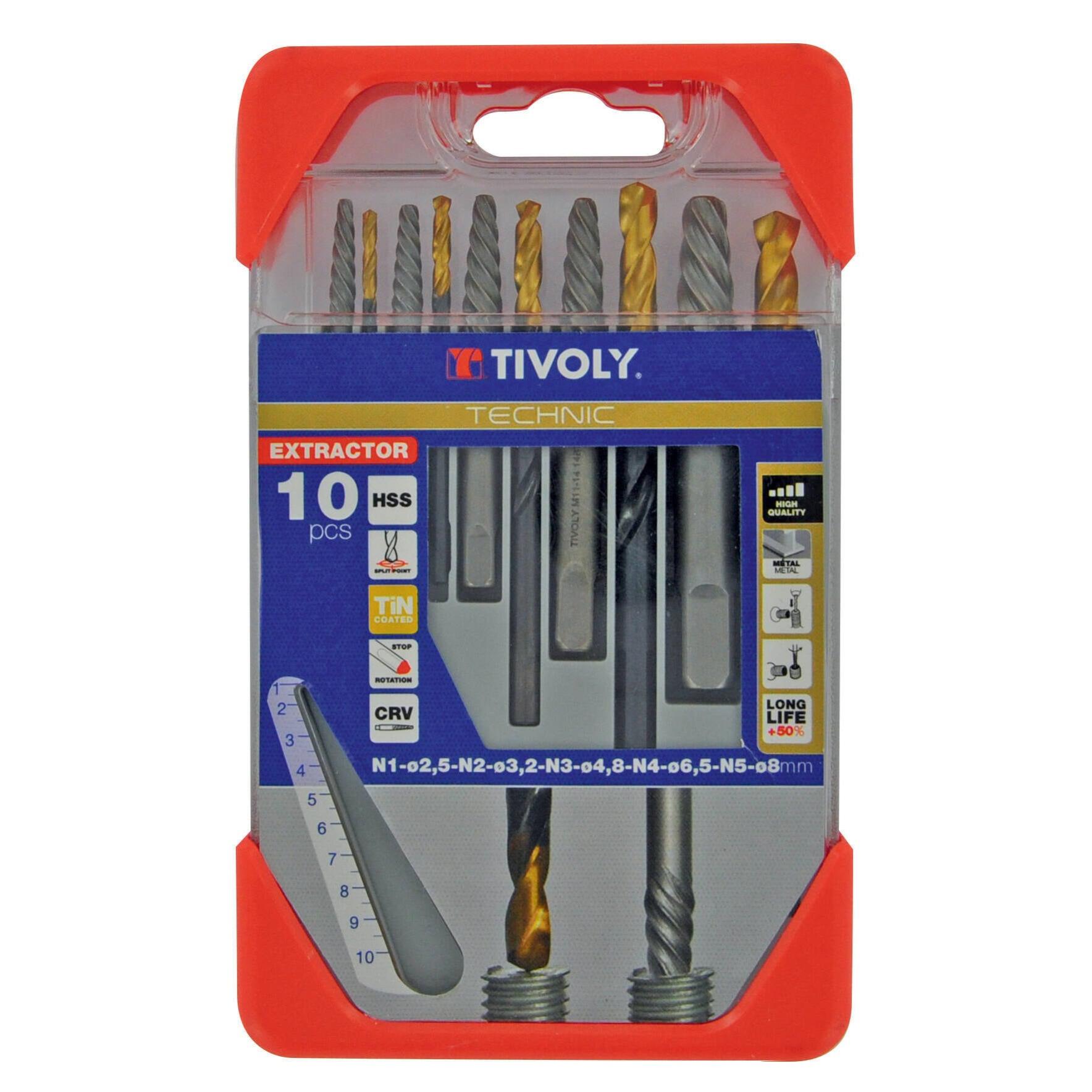 Tivoly Set d'extracteurs de goujons TIVOLY 11111021234, Diam.2.2 à 4.7 mm