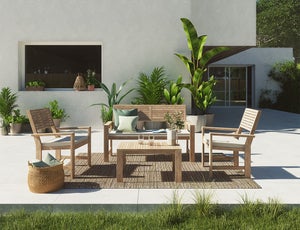 Ensemble pliable table + 2 chaises pour balcon en acacia Fidgi -  Achat/vente de Mobilier de jardin pas cher - Cemonjardin