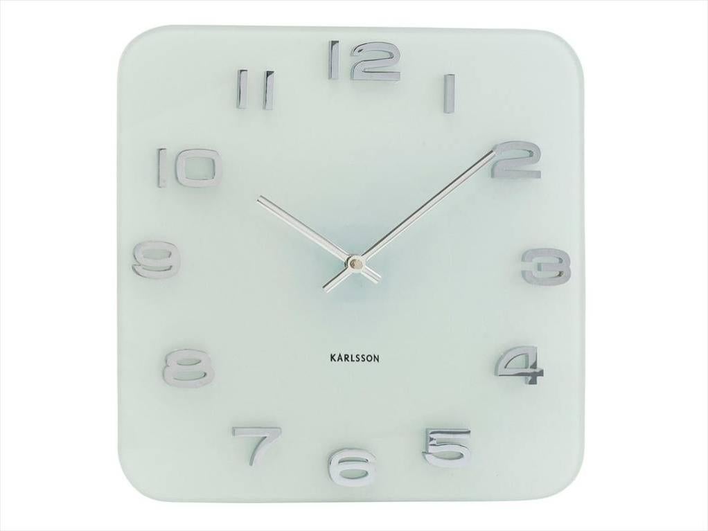 Karlsson Vintage Carré Horloge en verre-Noir