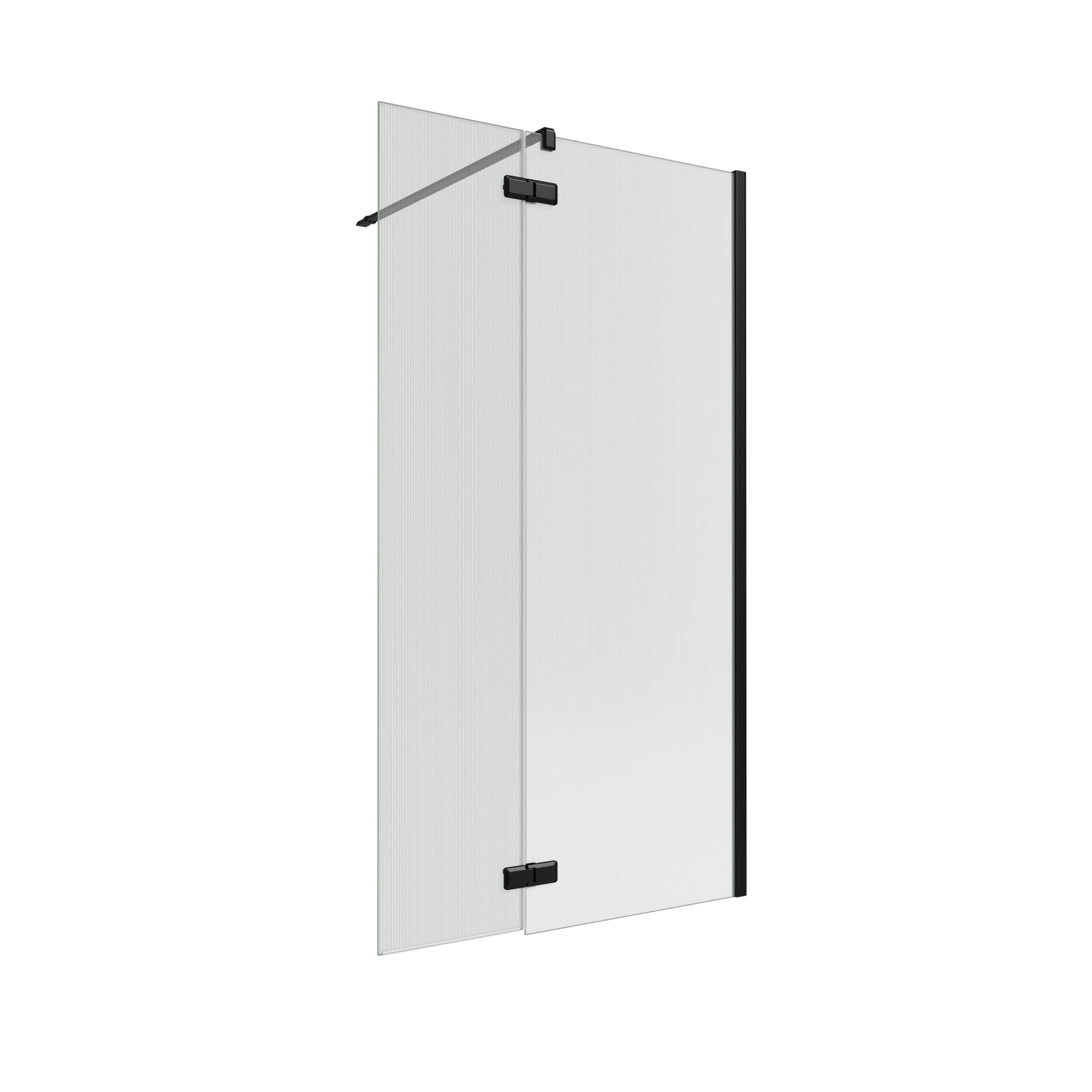 Paroi de douche à l'italienne verre rainuré, l.70+40 cm, Ep.8 mm noir