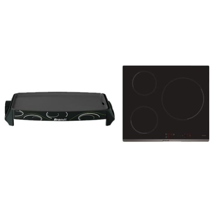 Lot plaque induction 3 foyers BPI6313B + plancha BRANDT Leroy Merlin