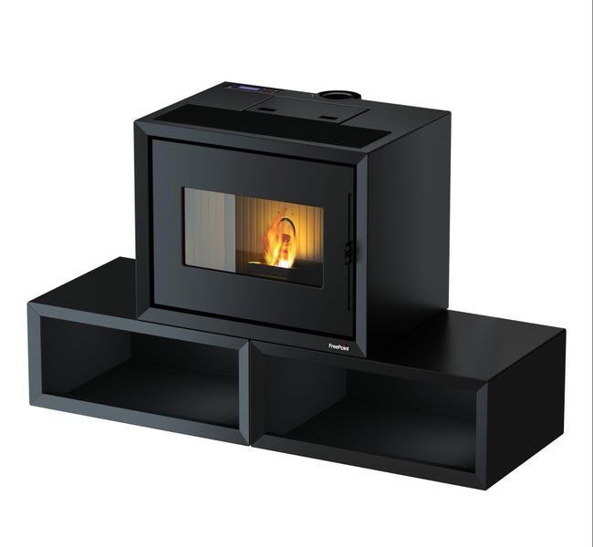 Freepoint Poêle à granulés FREEPOINT Modo airtight double box noir 9.3 kW | Leroy ...