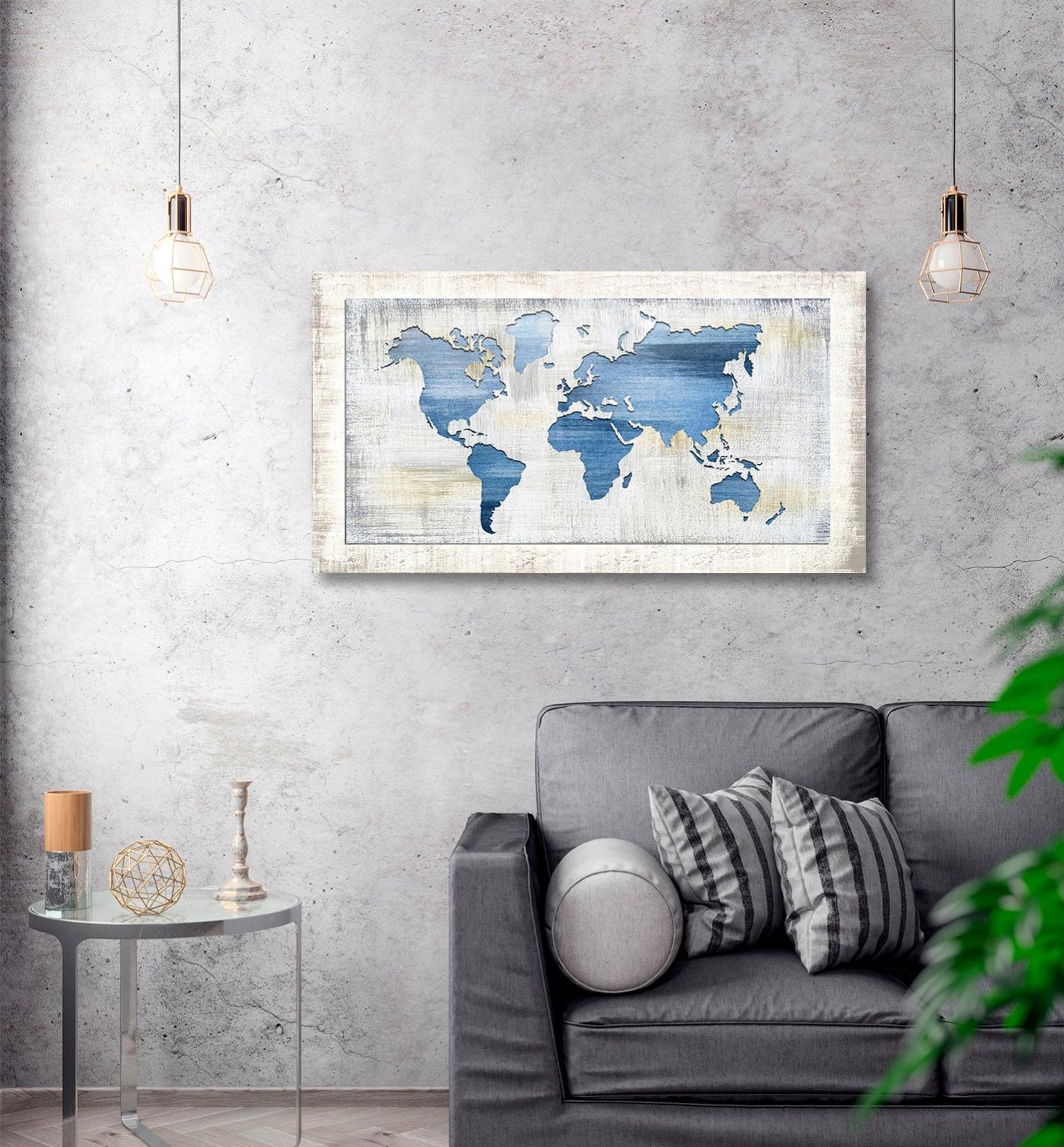 Toile Map Monde - Déco loft - Toile murale géante