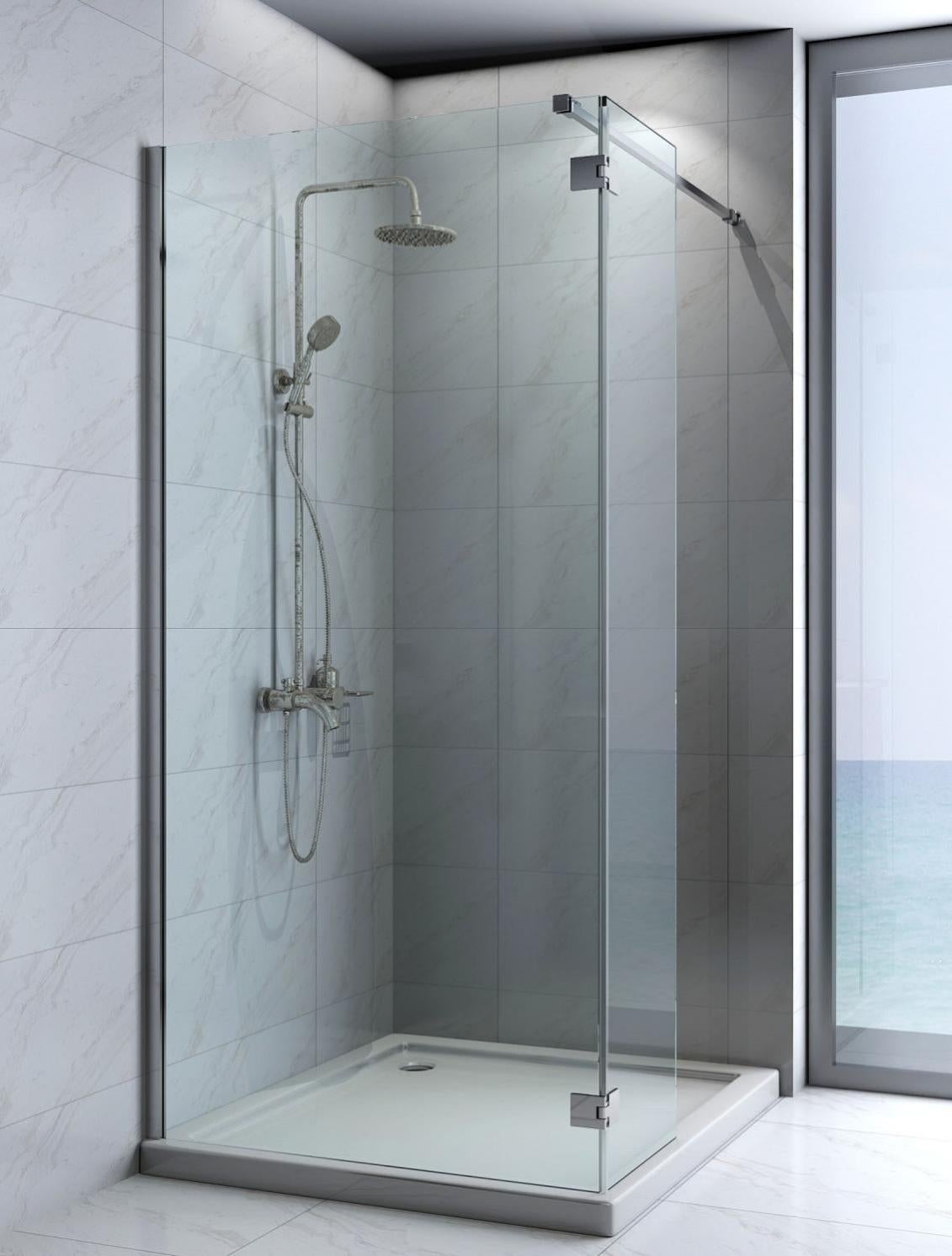 Paroi de douche à l'italienne + déflecteur, l.120+40 cm, Ep.10 mm