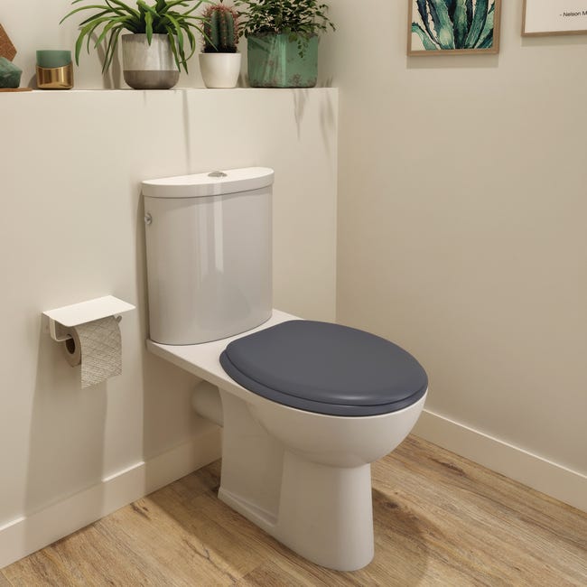Siège de toilette-WC siège MDF noir mat avec charnières métalliques.