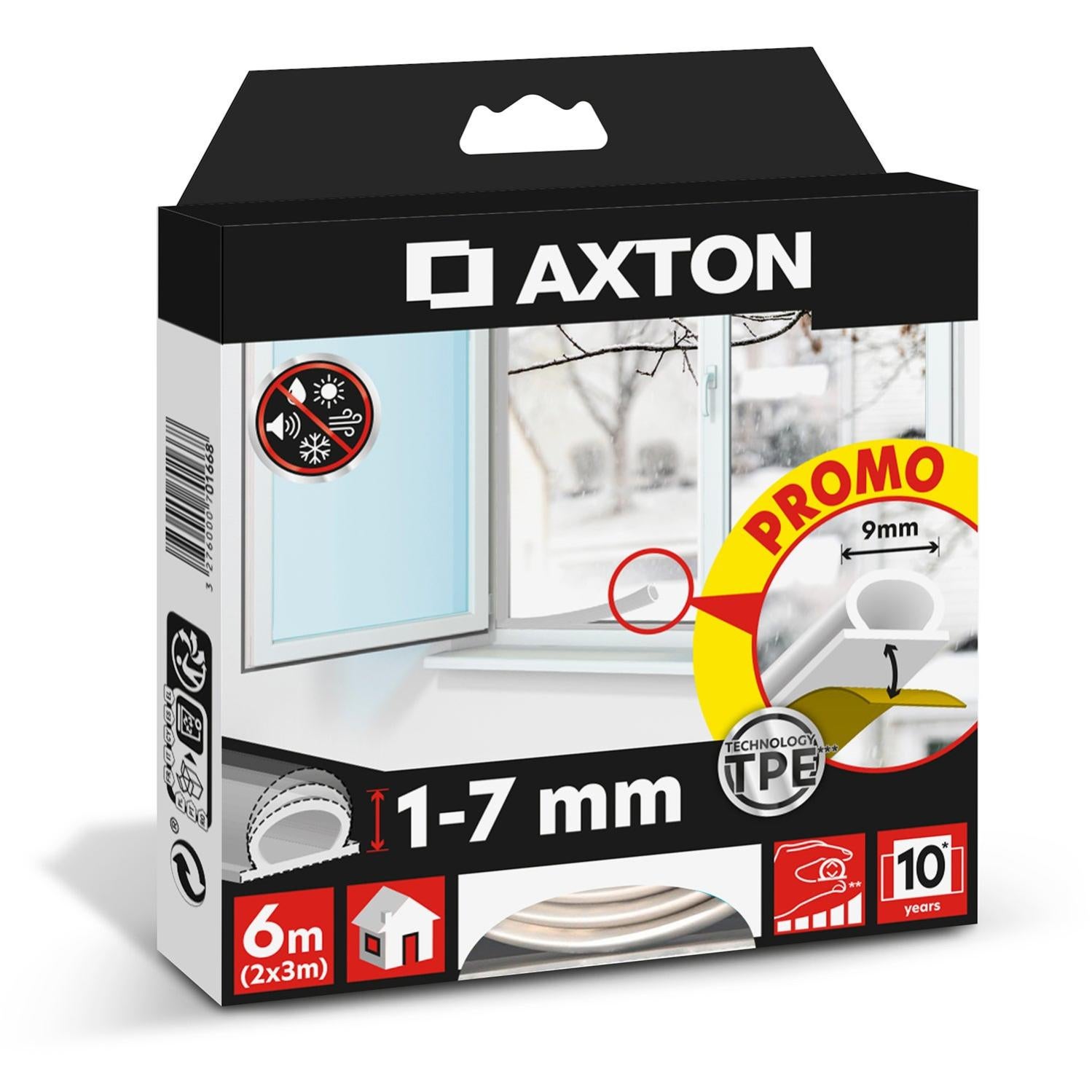 Joint de porte et fenêtre AXTON 1 à 7 mm, L.6 m blanc Leroy Merlin