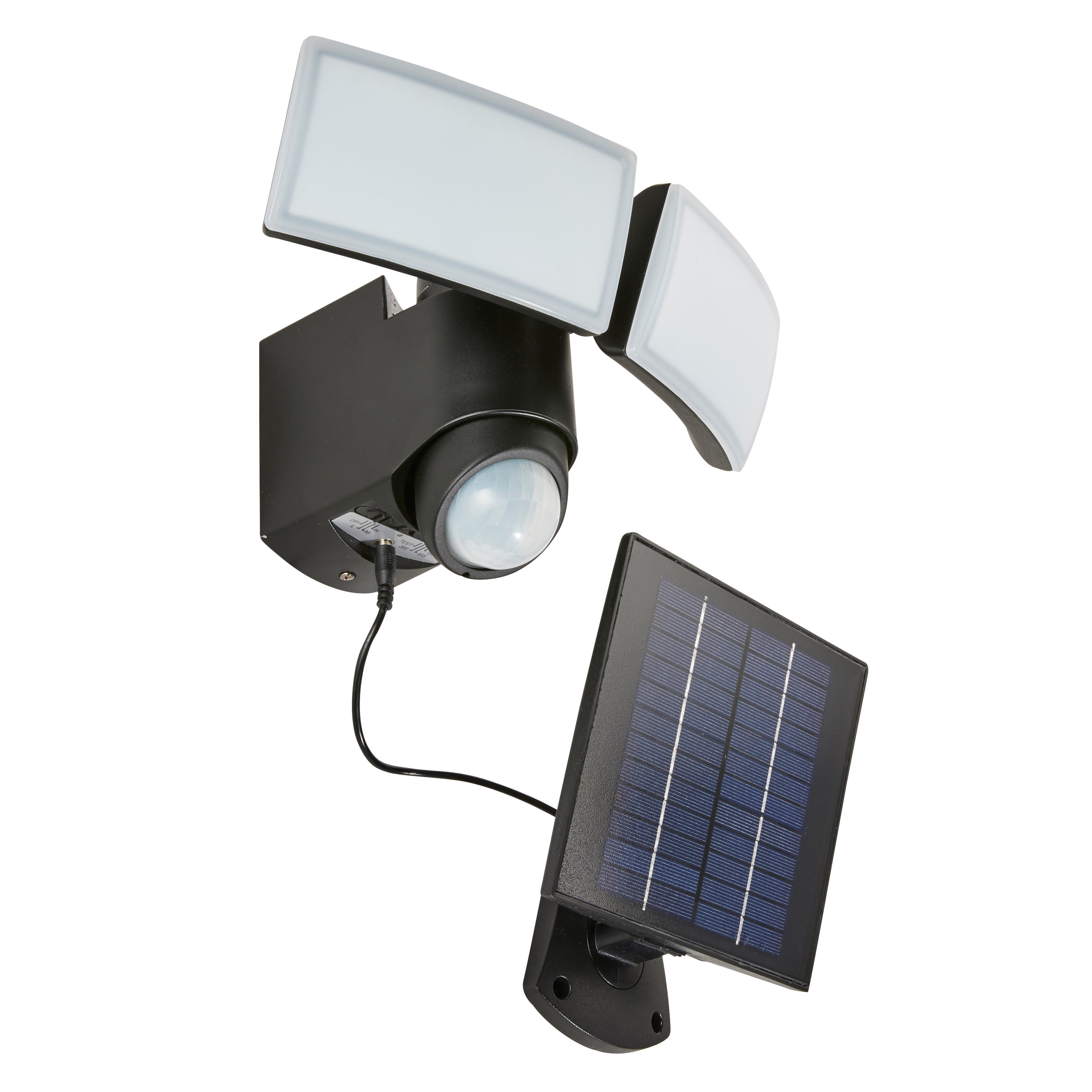 Projecteur solaire 2 têtes noir eclairage puissant panneau solaire