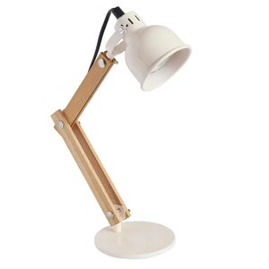 Lampe de bureau blanc en bois et en métal PECKOS 