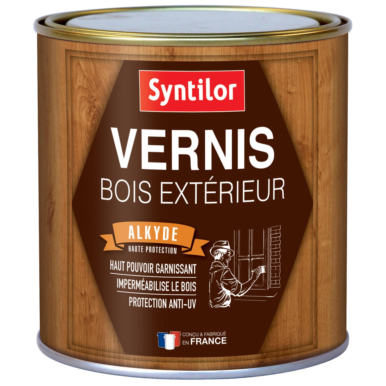 Vernis pour bois extérieur SYNTILOR alkyde chêne foncé brillant 0.5 l Leroy Merlin