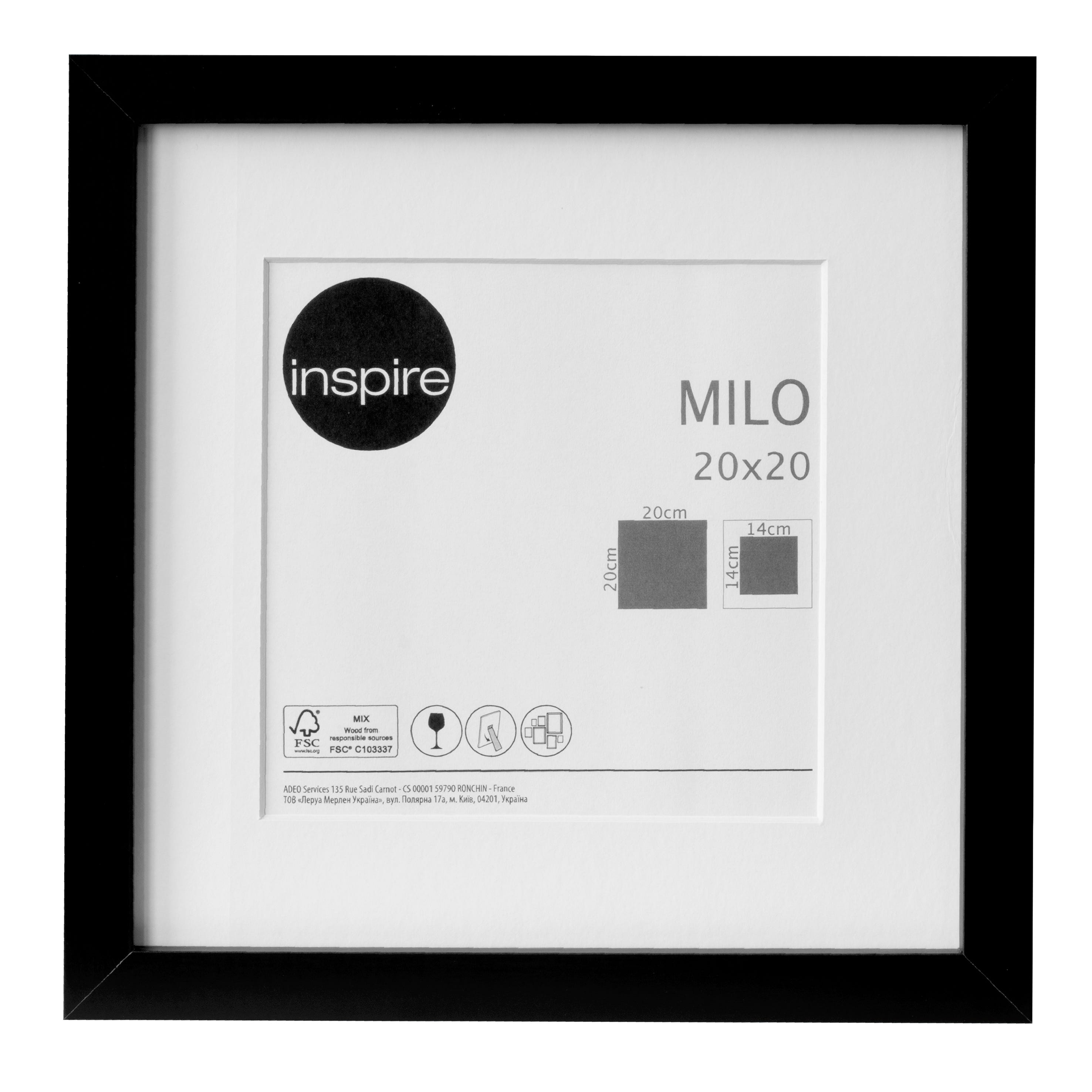 Cadre Milo, 20 x 20 cm noir, INSPIRE