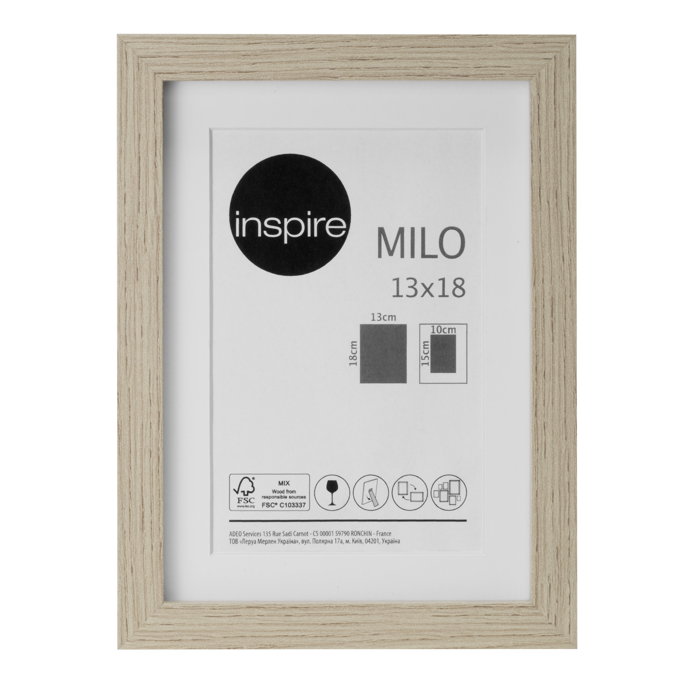 Hilarisch Hysterisch winkel Cadre Milo, l.13 x H.18 cm chêne, INSPIRE | Leroy Merlin
