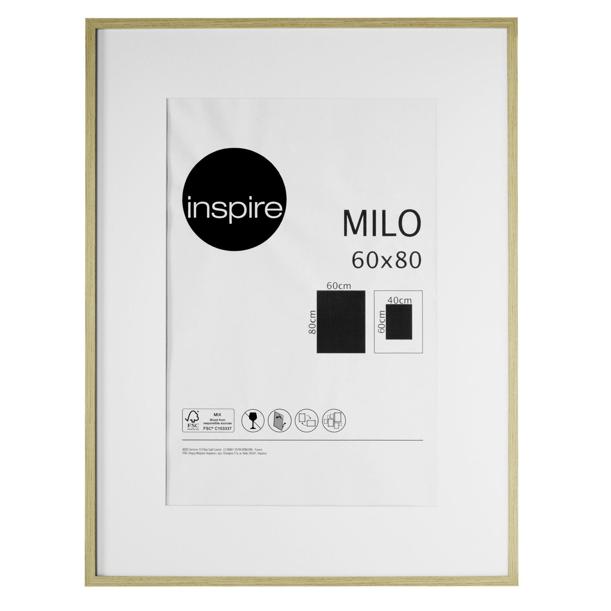 Cadre Milo, 60 x 80 cm marron, INSPIRE