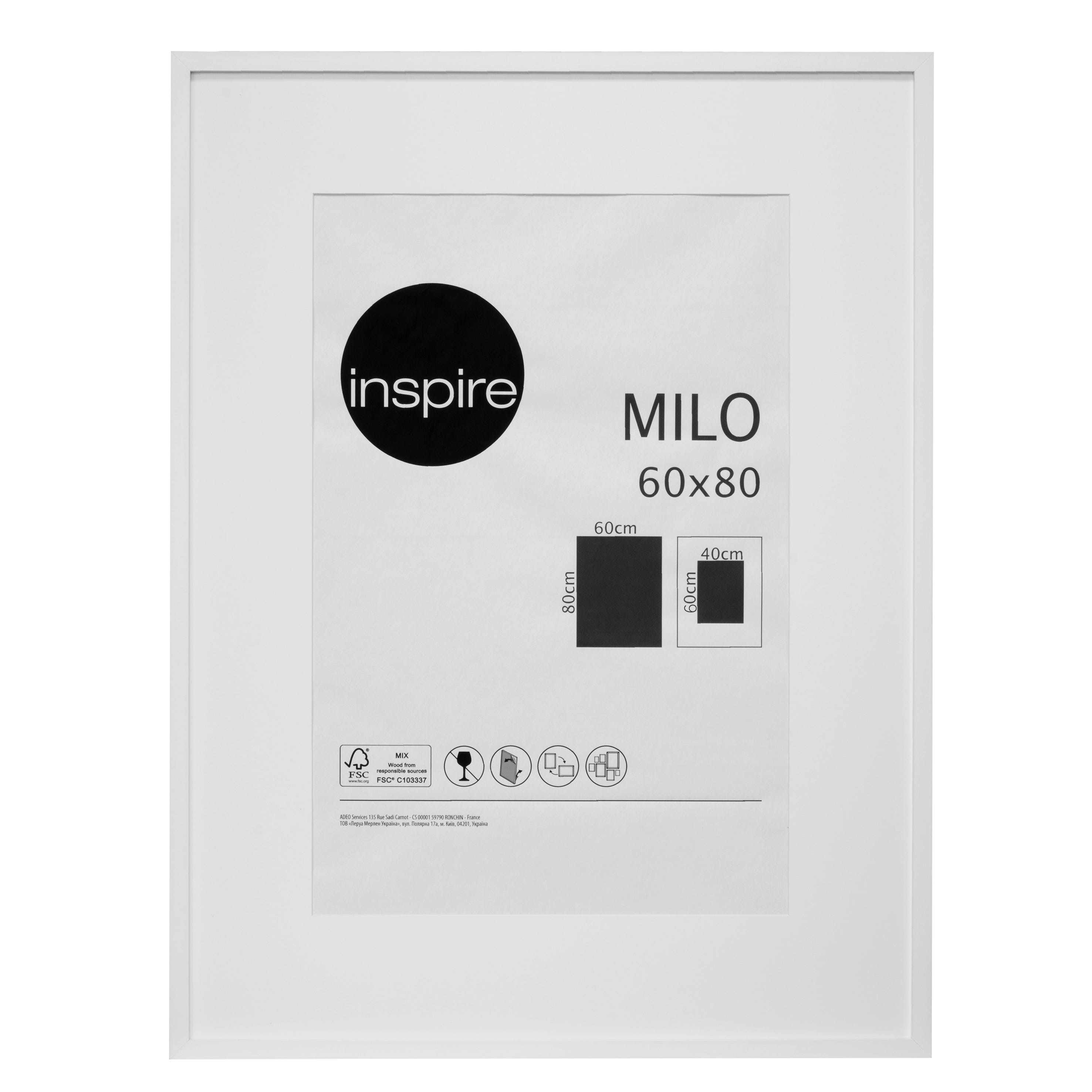 Cadre Milo, 60 x 80 cm blanc, INSPIRE