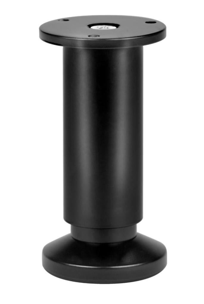 Pied cylindrique à visser aluminium mat noir, de 12 à 14 cm