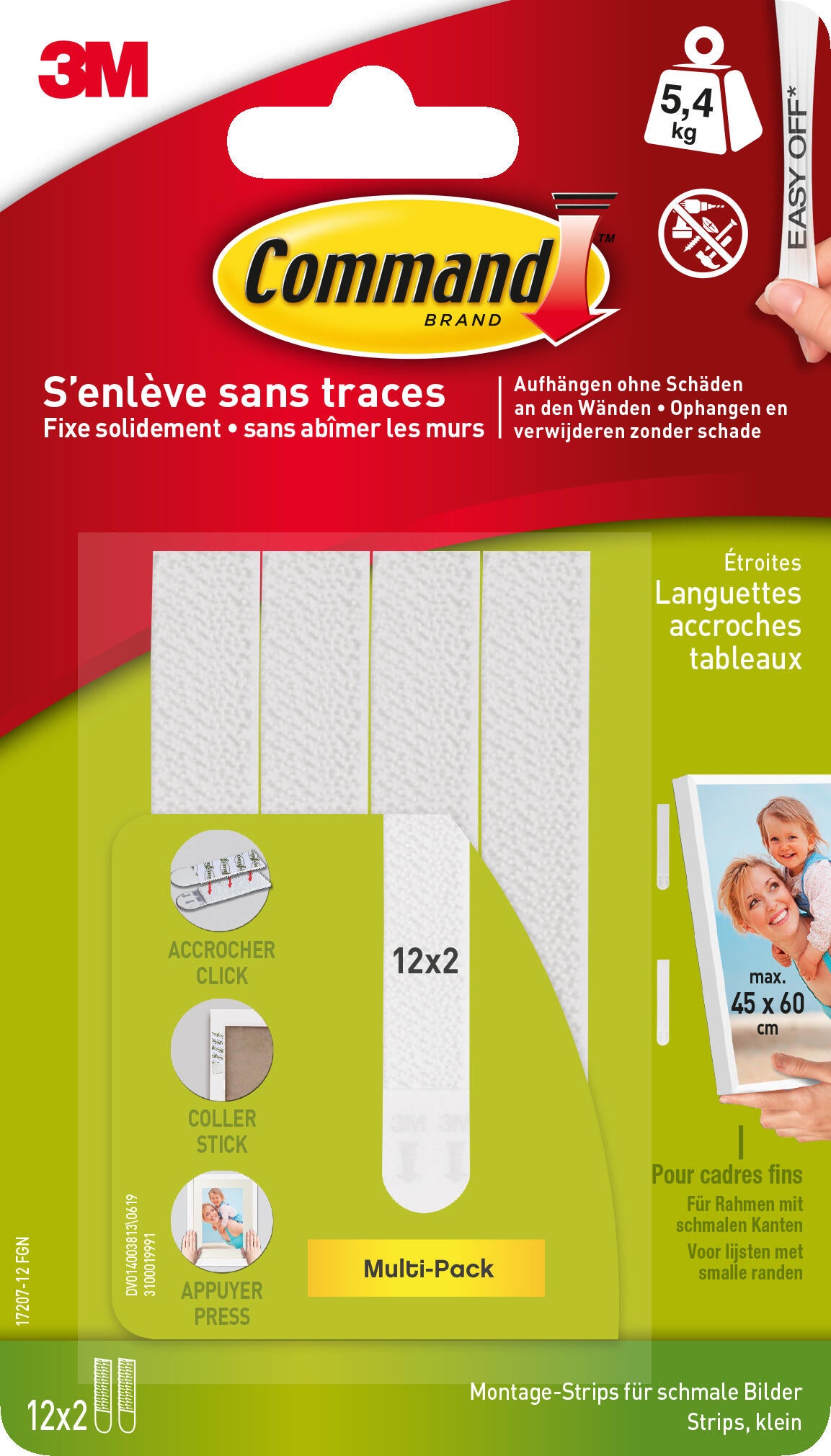 Languette adhésive accroche tableau grand modèle COMMAND : le sachet de 8  languettes à Prix Carrefour