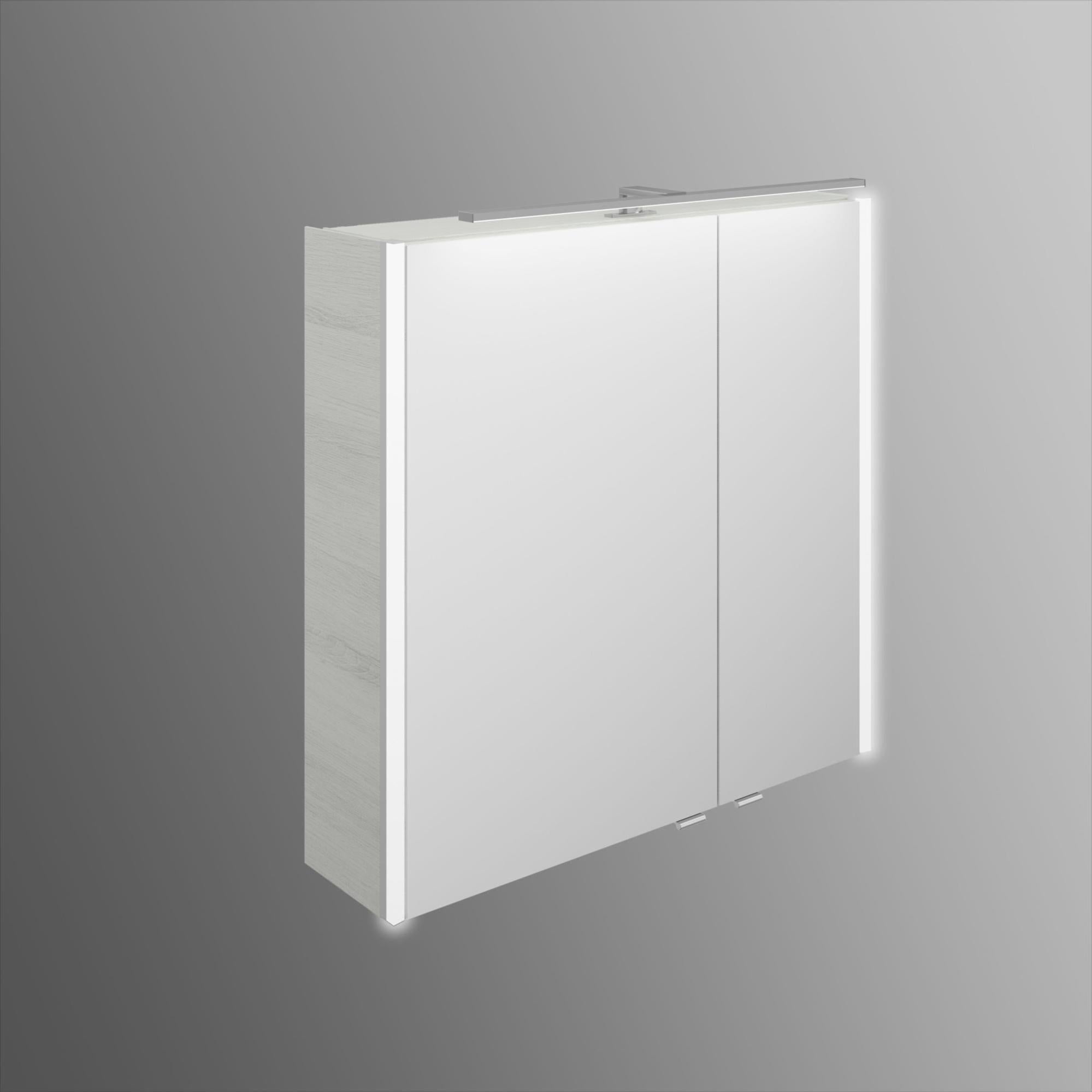 Armoire de toilette lumineuse l. 73.2 cm H. 70.3 cm, effet chêne danois