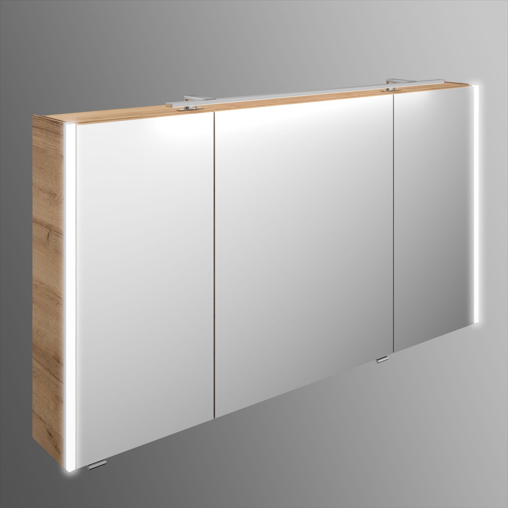 Armoire led de toilette lumineuse l. 133.2 cm H. 70.3 cm, effet chêne