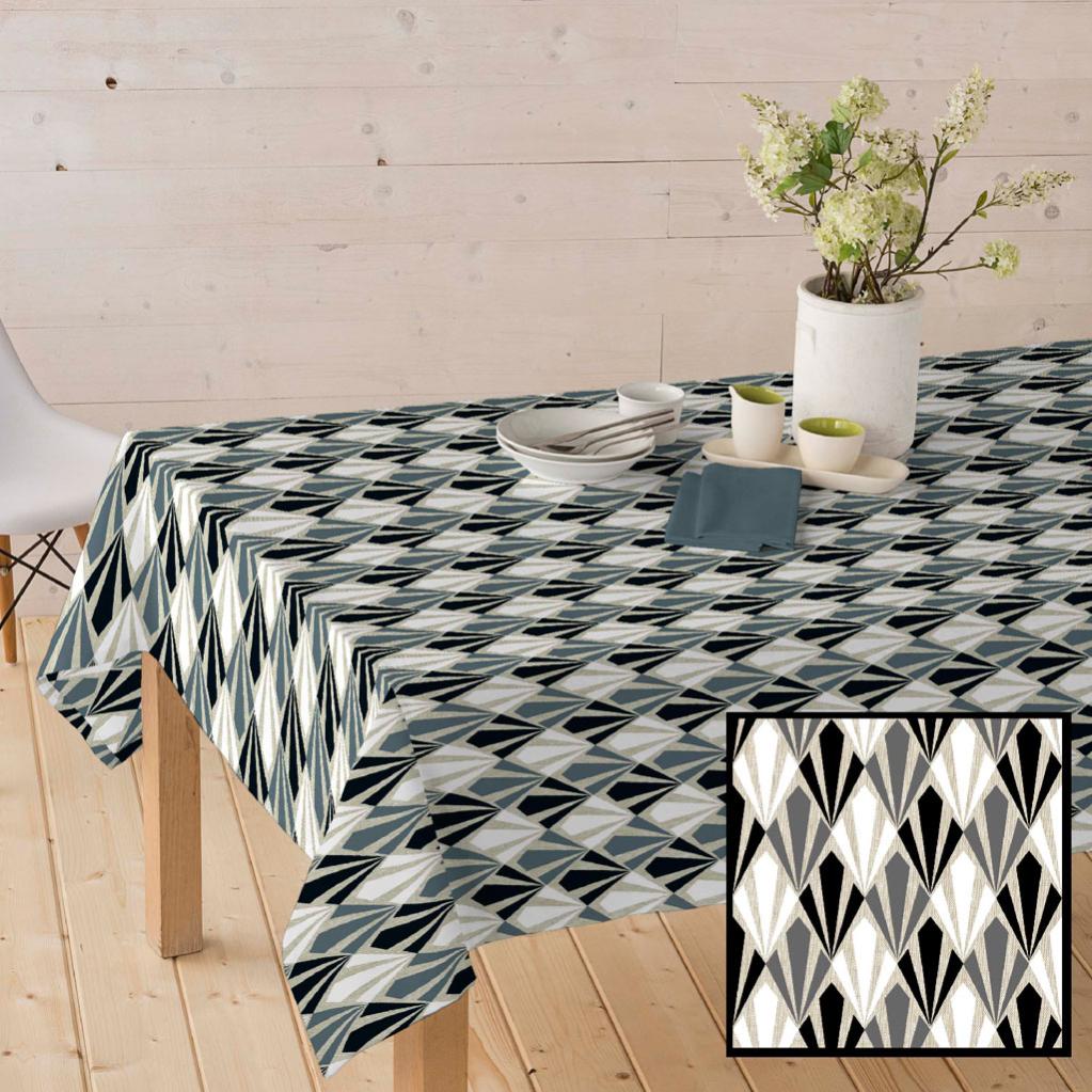 Nappe rectangulaire l.140 x L.200 cm, polycoton antitâche noir Horta