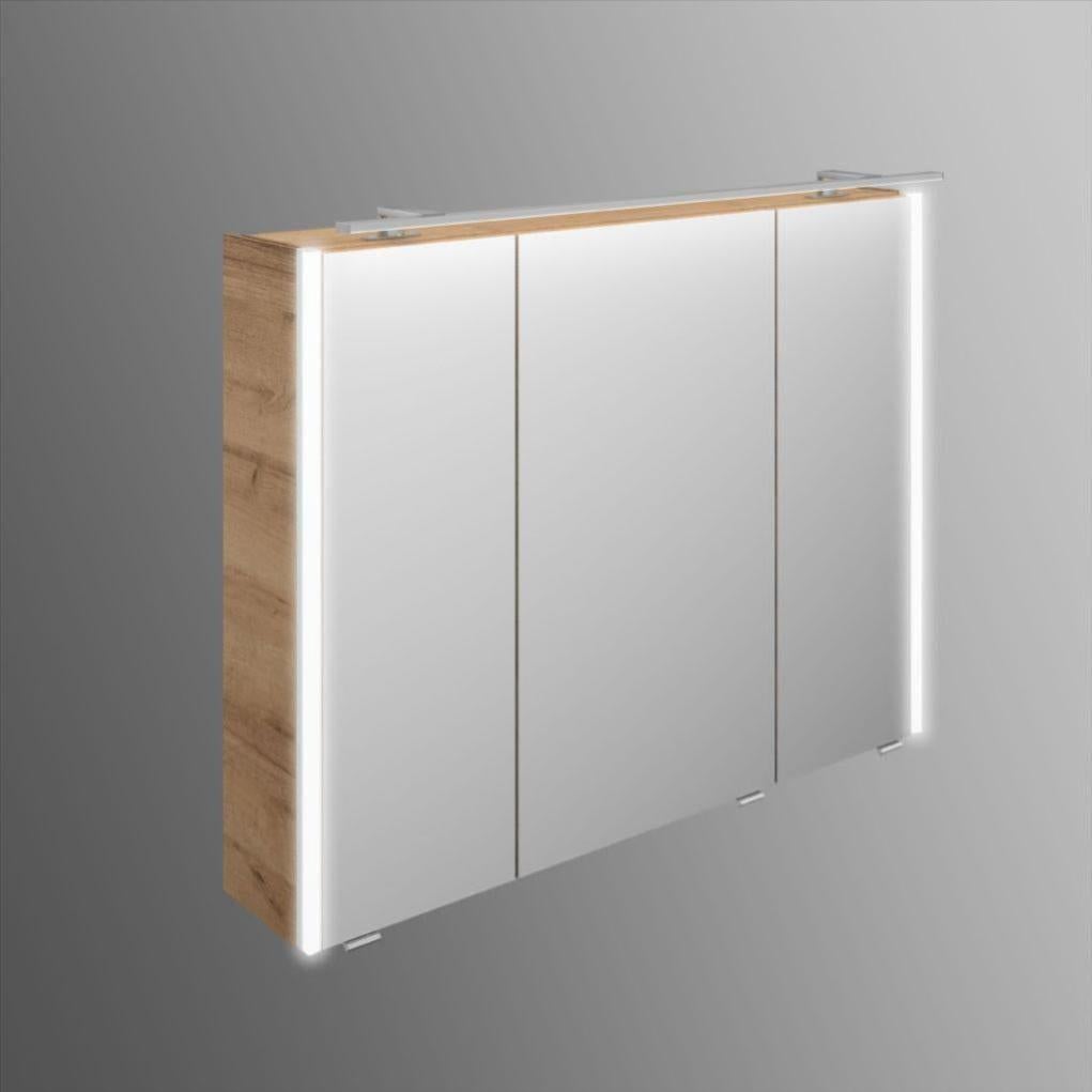 Armoire led de toilette lumineuse l. 93.2 cm H. 70.3 cm, effet chêne