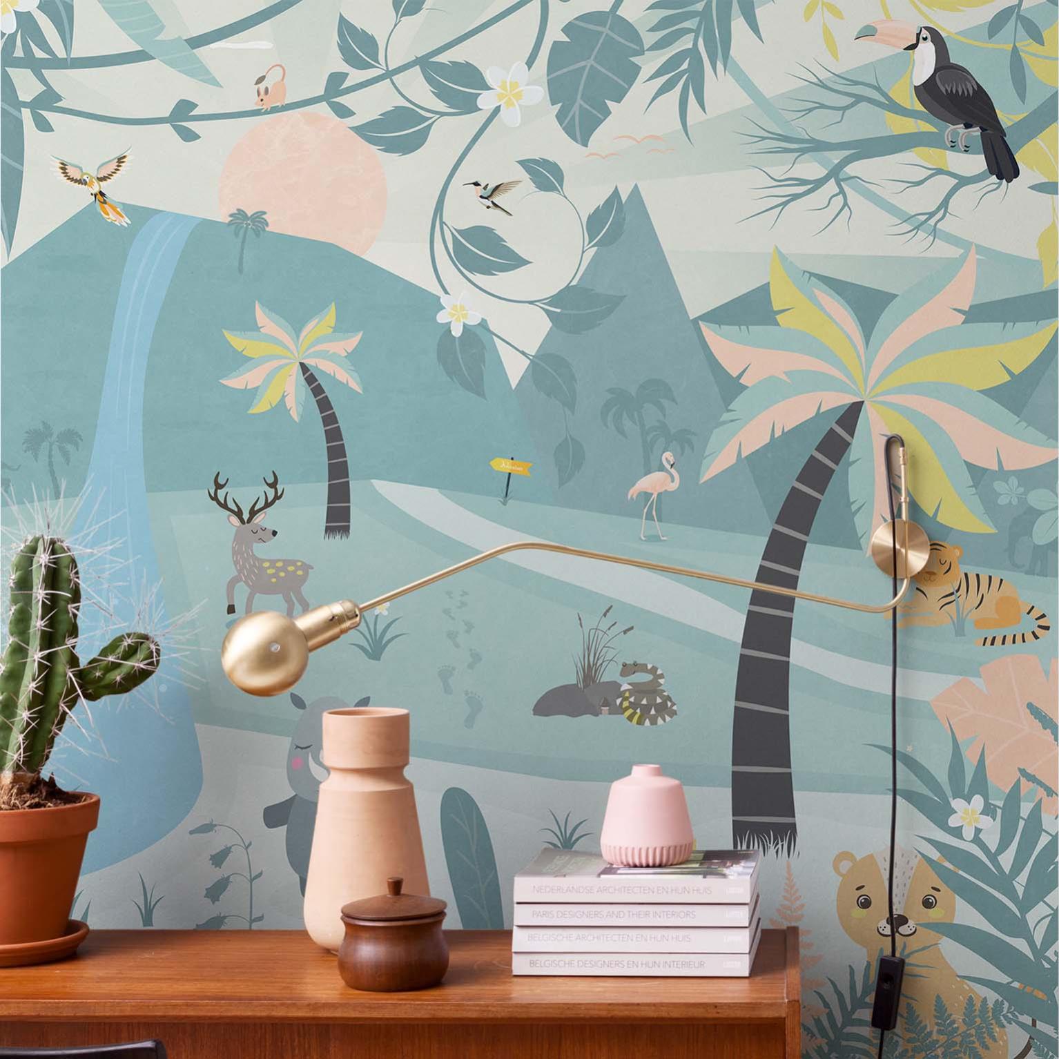 Papier Peint Panoramique Intisse Smalltalk Tropical Dream Bleu Leroy Merlin