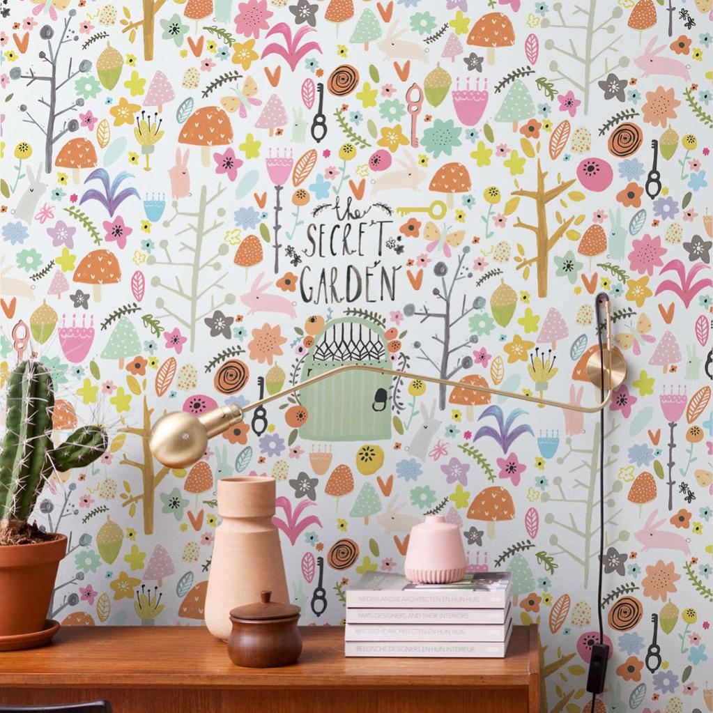 Papier Peint Panoramique Intisse Smalltalk Secret Garden Orange Leroy Merlin