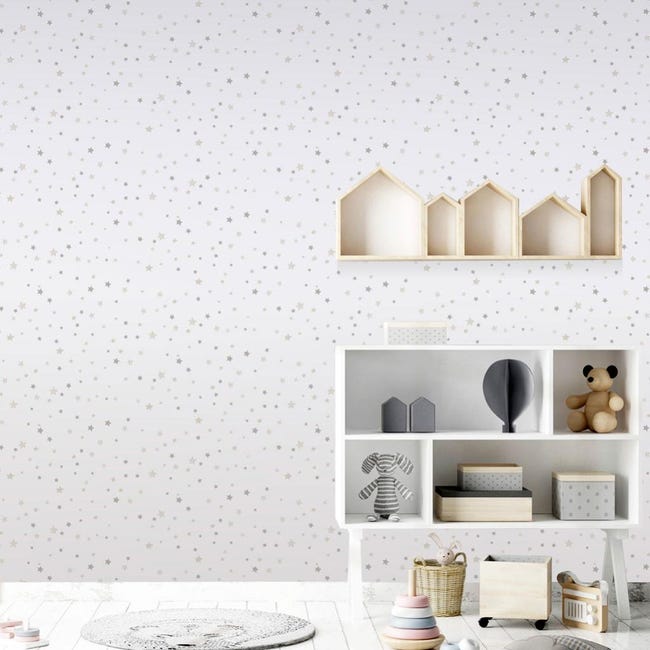 Papier Peint Intisse Babyland Etoiles Beige Et Gris Leroy Merlin Papier Peint Intisse Babyland Etoiles Beige Et Gris Leroy Merlin