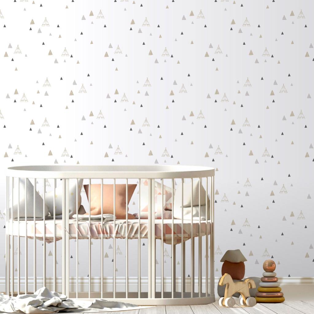 Papier Peint Intisse Babyland Tipi Beige Et Gris Leroy Merlin