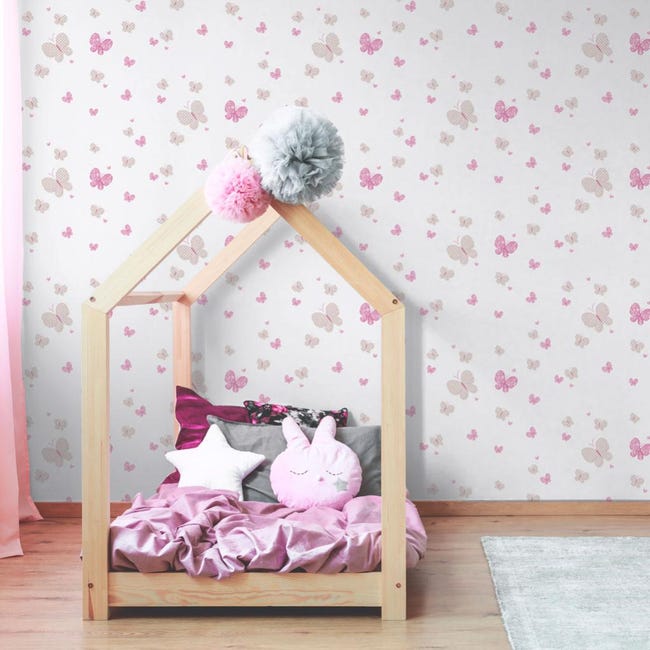Papier Peint Intisse Babyland Papillons Rose Et Beige Leroy Merlin Papier Peint Intisse Babyland Papillons Rose Et Beige Leroy Merlin