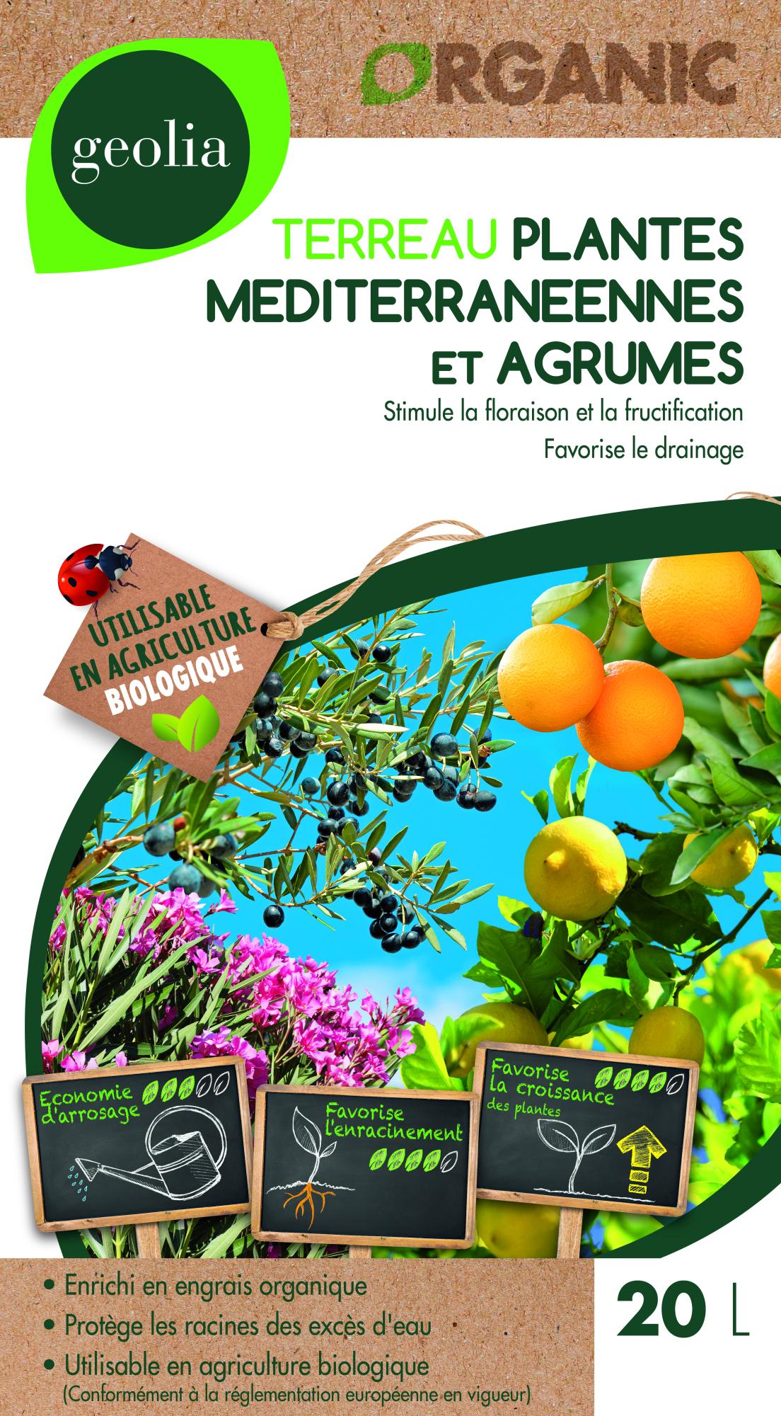 Terreau pour les agrumes et les plantes mediterraneennes 20 l algoflash