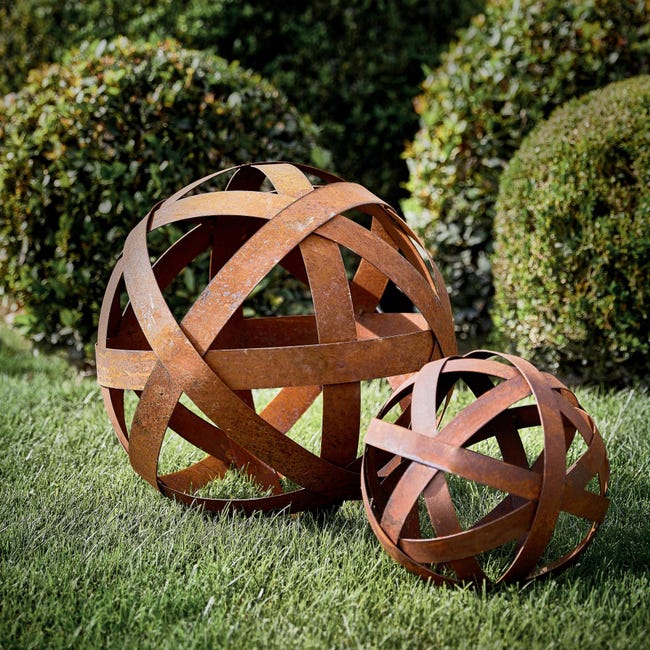 Sphère ajourée métal rouille Cosy, Diam.50 cm