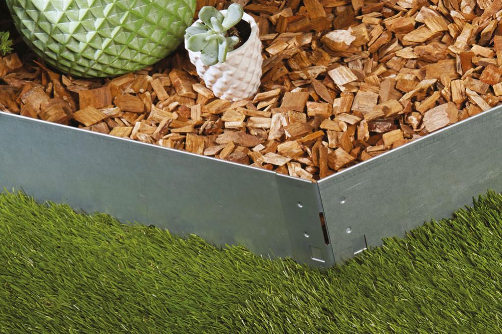 Lot de 3 bordures à planter acier galvanisé gris, H.10 x L.99 cm