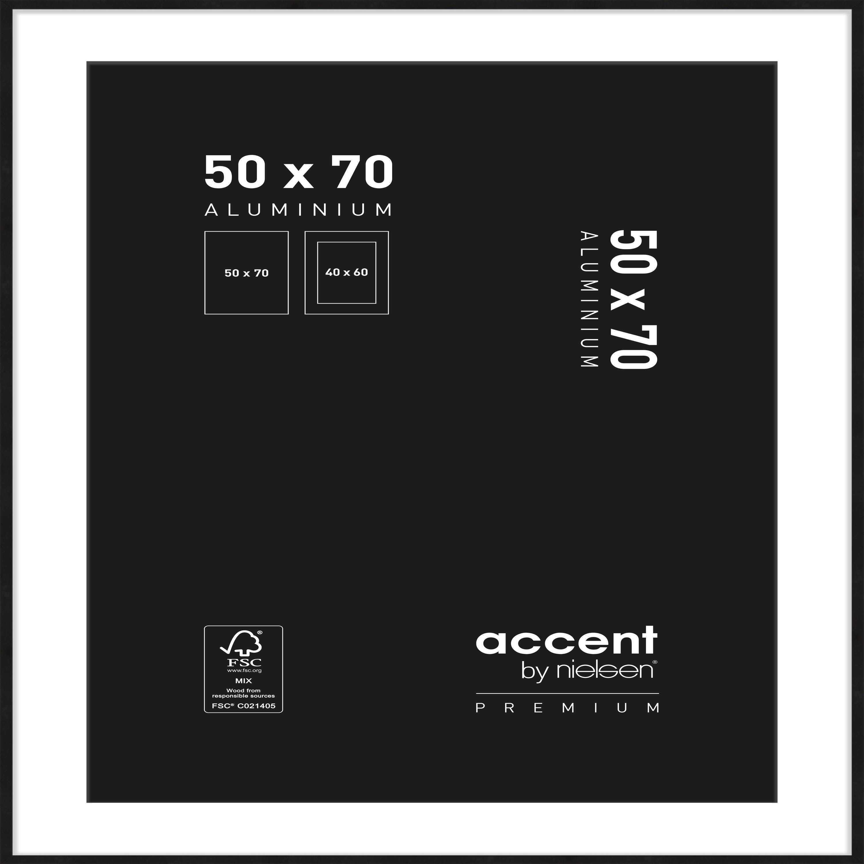 Cadre Accent, H.70 x l.50 cm, aluminium noir, NIELSEN
