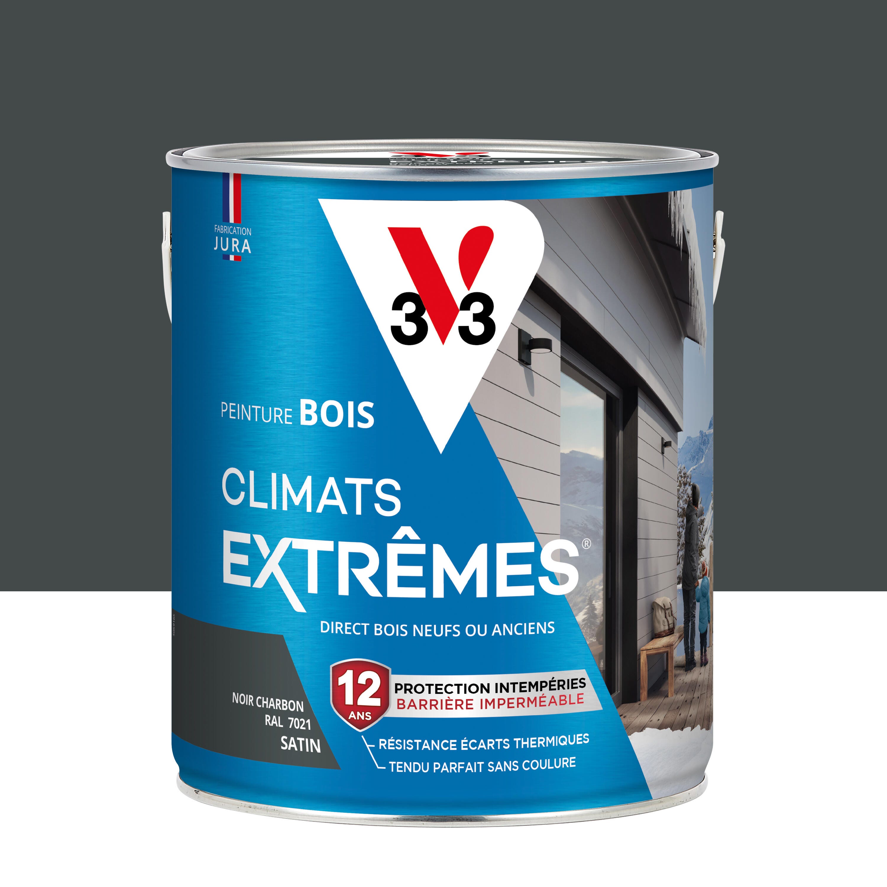 Peinture extérieure bois Climats extrêmes® V33 noir charbon satiné 2.5l