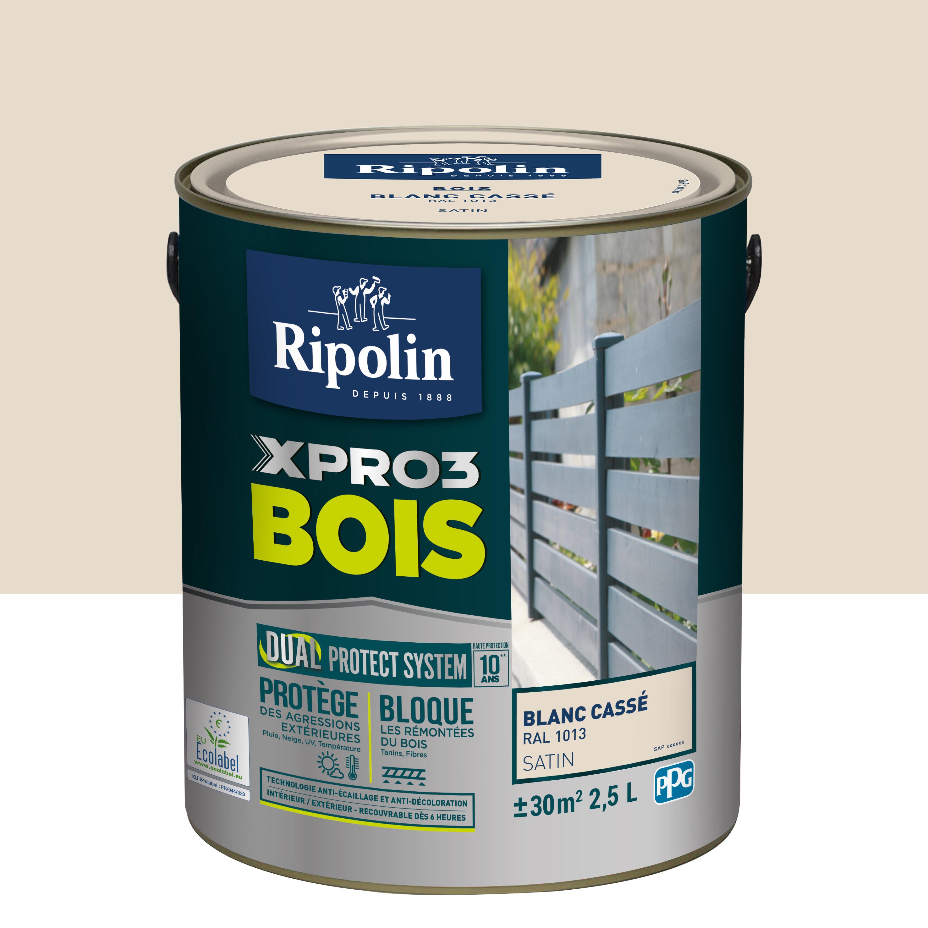 Peinture Bois Extérieur / Intérieur Xpro3 Ripolin, Blanc Satiné 10 L