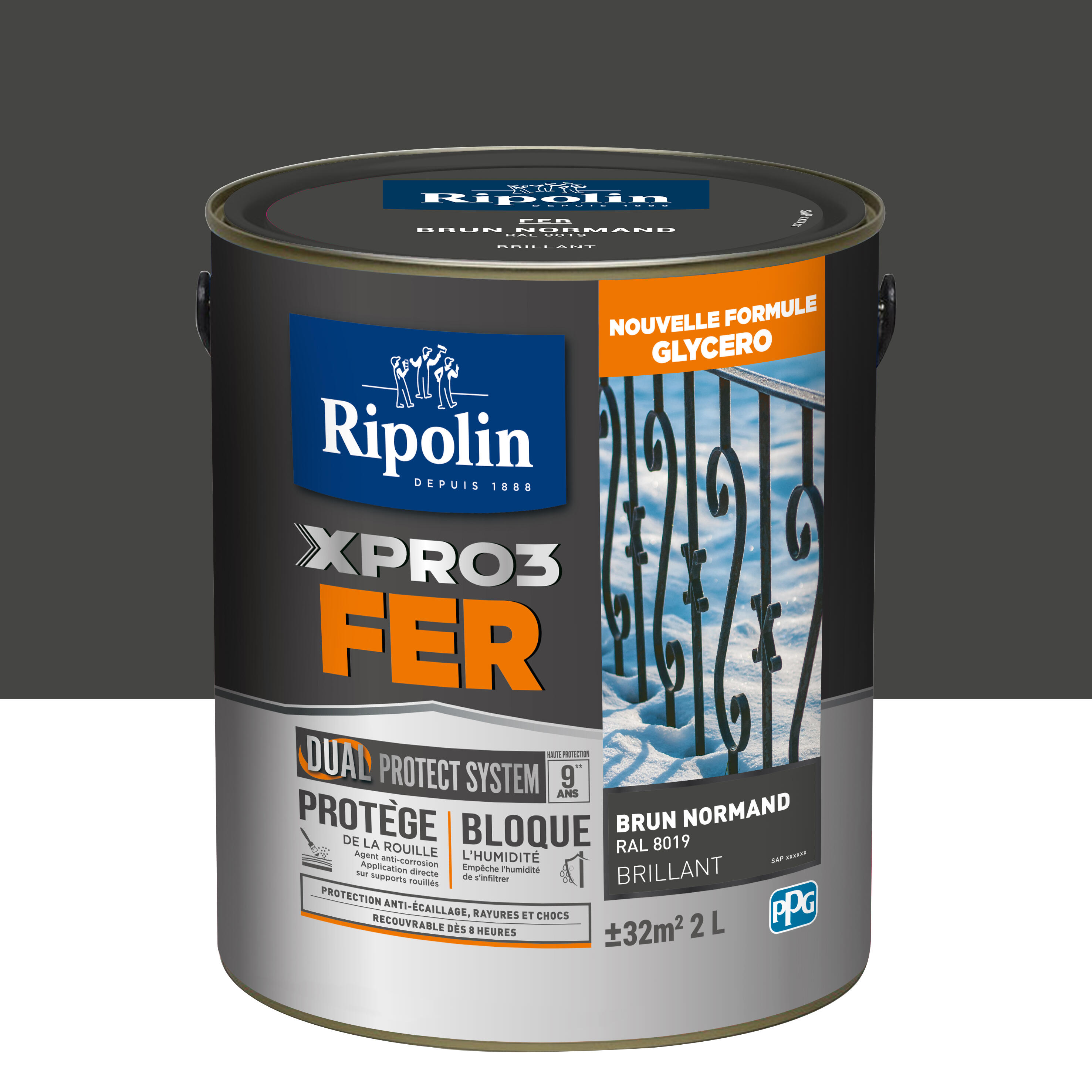 Peinture Extérieure Fer Xpro3 RIPOLIN Brun Normand Brillant 2l | Leroy ...