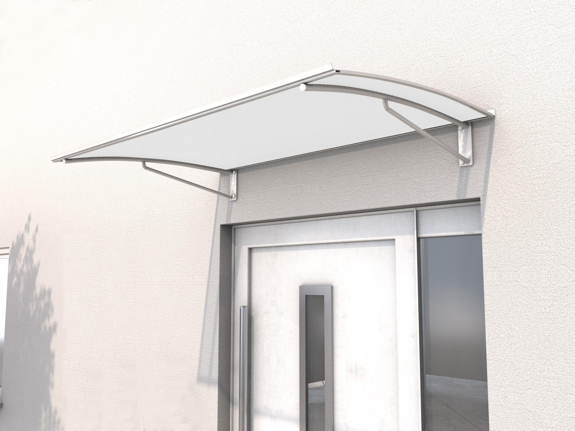 Auvent de porte d'entrée aluminium blanc Marne, l.140 x P.90 cm, pré